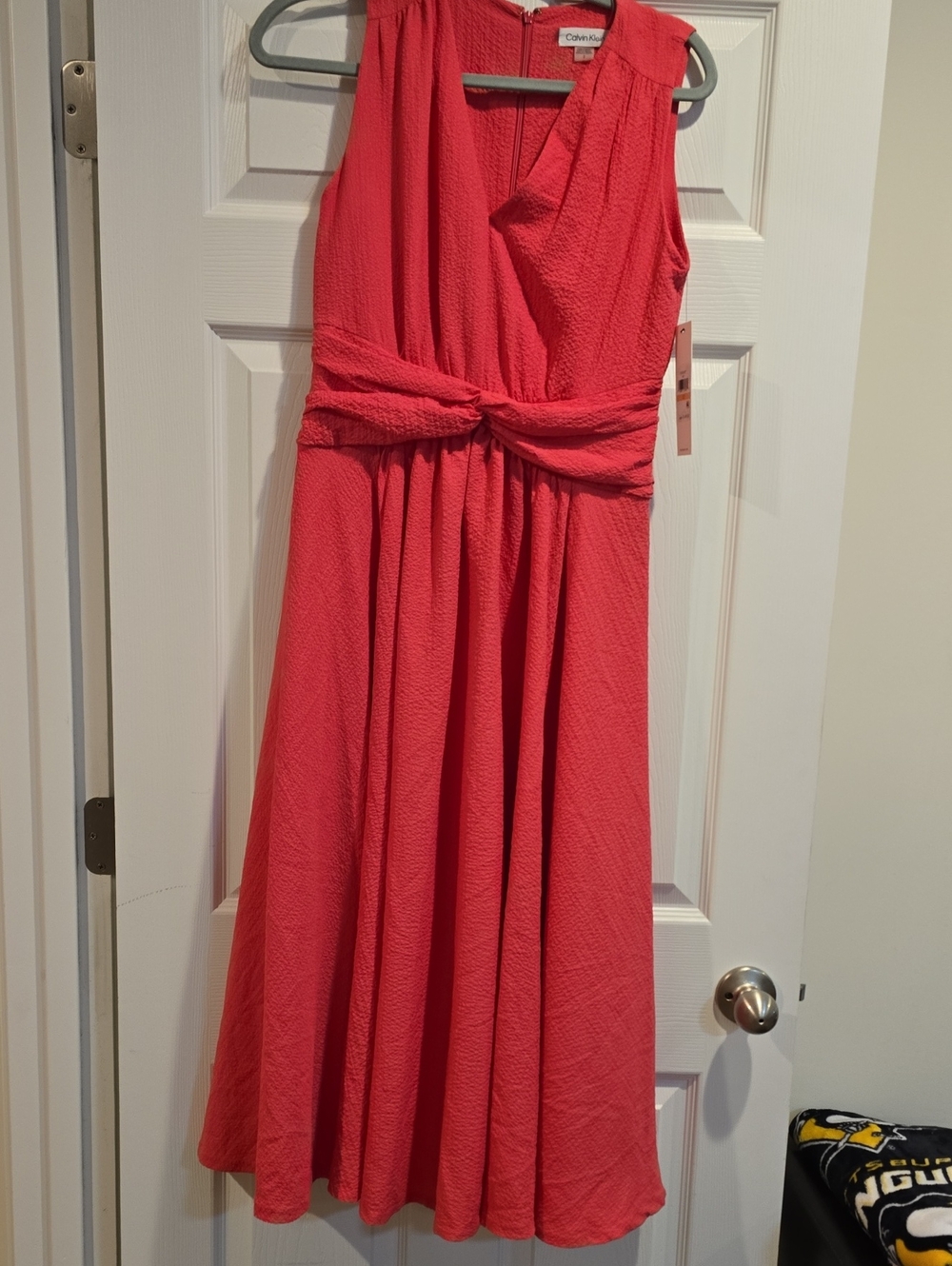 Calvin Klein Pink Textured V-Neck Dress